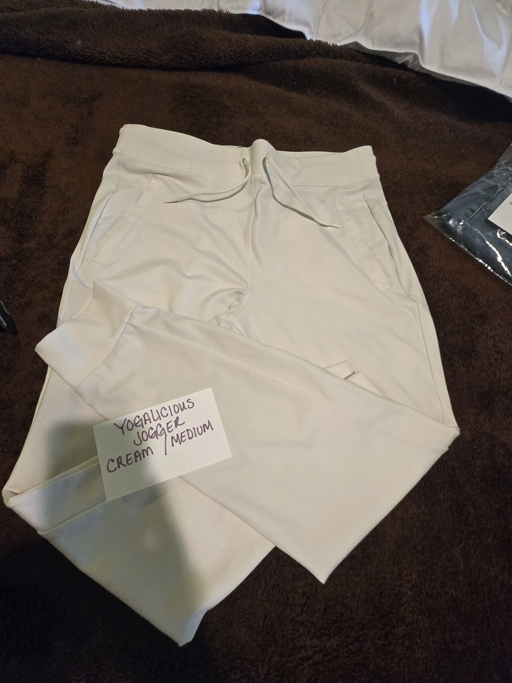 Yogalicious Cream Jogger Shorts with Drawstring Waist